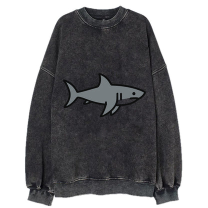 Great White Shark - Gray predator flat side profile - Vintage Sweatshirt - Black