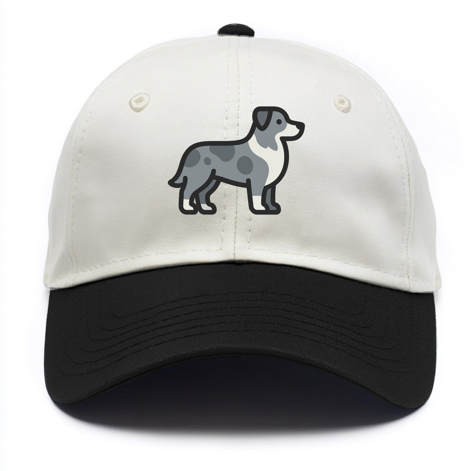 Australian Shepherd - Blue merle flat side profile - Two Tone Cap - Black