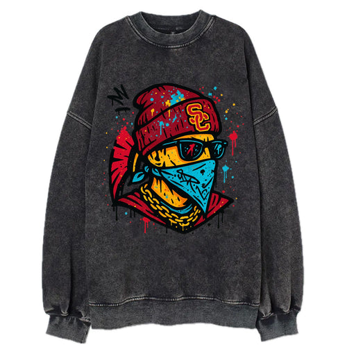 Los Angeles Trojan wearing USC beanie with SC patch - Vintage Sweatshirt