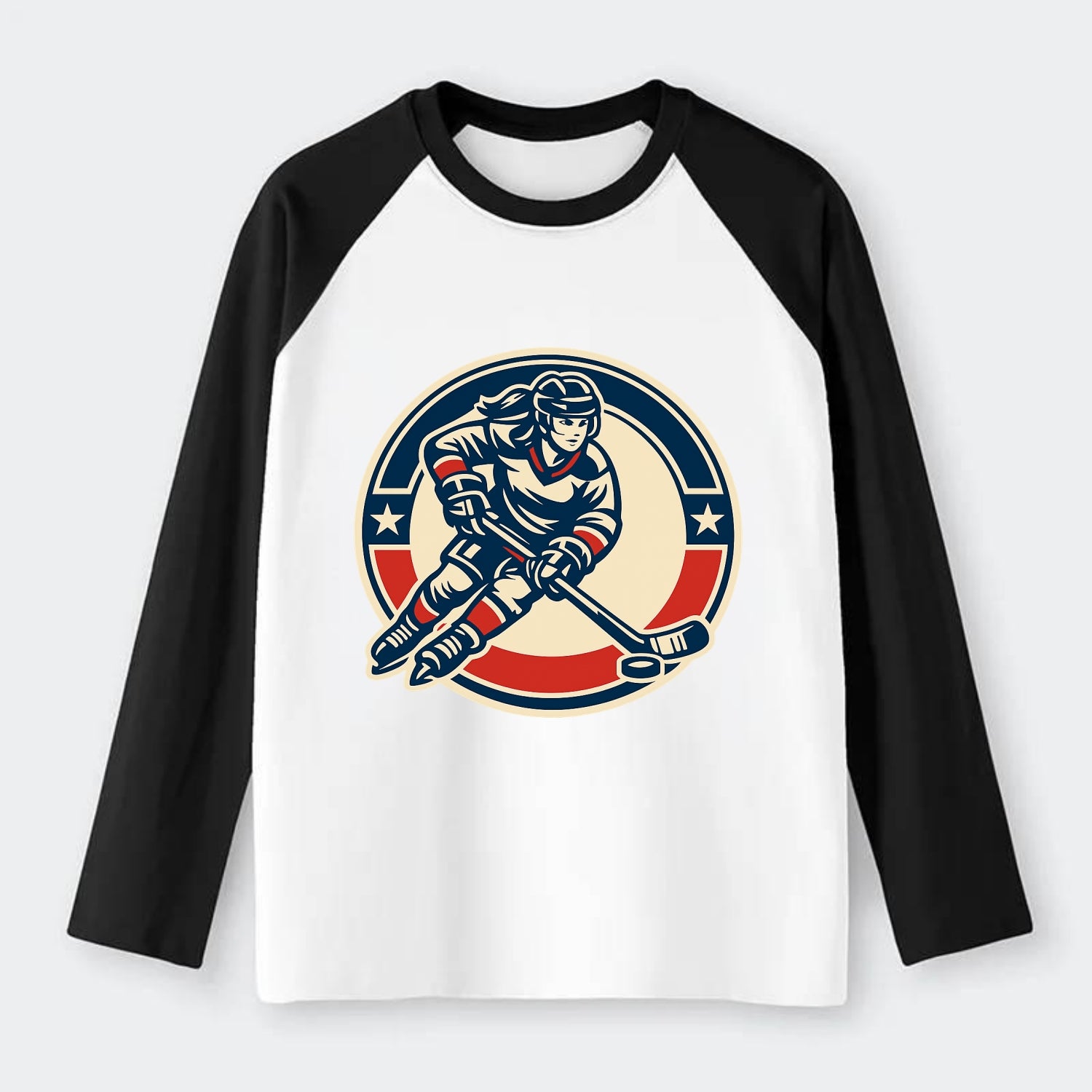 Fearless Ice Warrior - Raglan Long Sleeve T-Shirt - Black