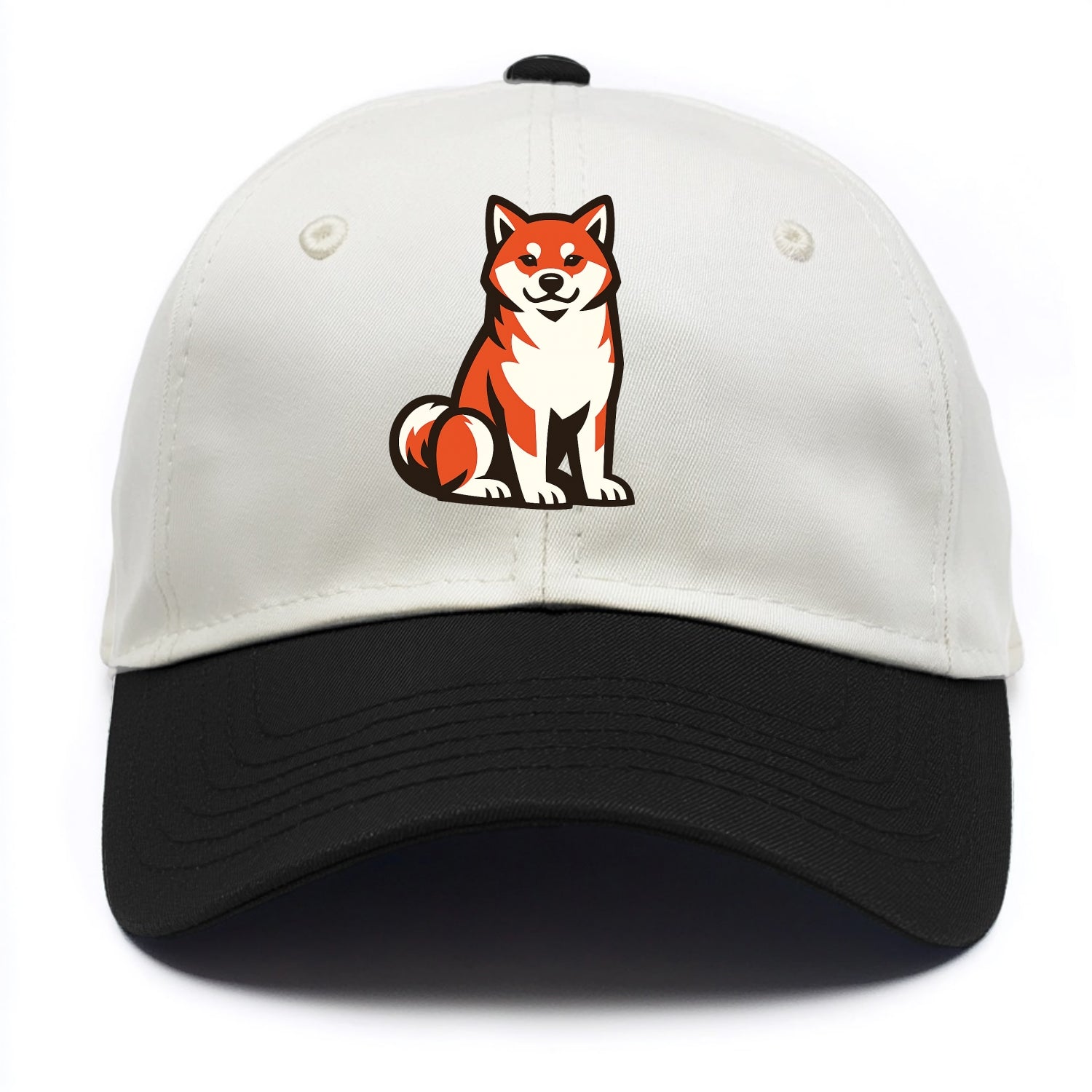 Sitting Shiba Inu Emblem - Two Tone Cap - Black