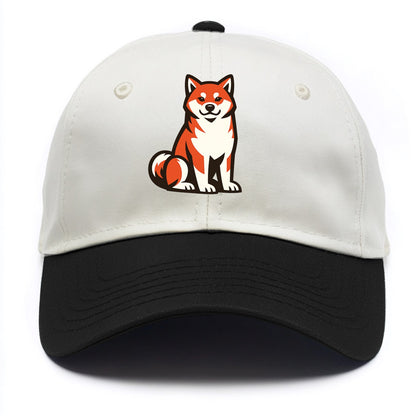 Sitting Shiba Inu Emblem - Two Tone Cap - Black