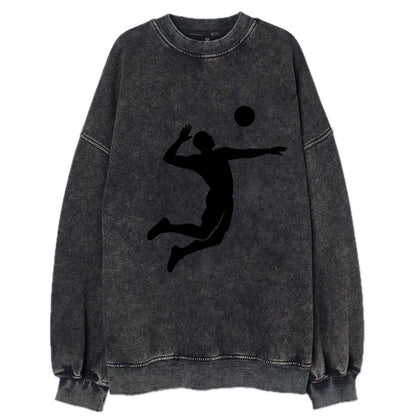 Volleyball player spiking ball - Vintage Sweatshirt - Black