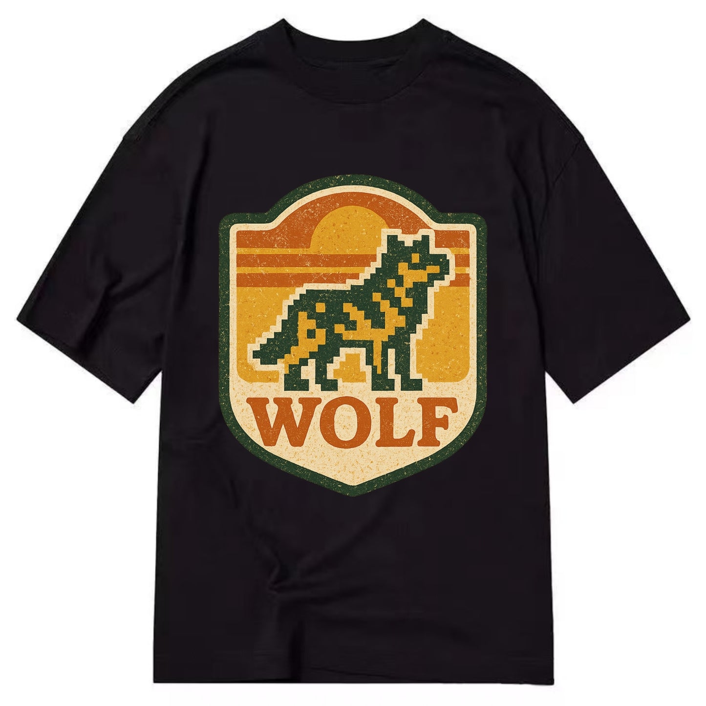 Digital Pixel Wolf  - Classic T-shirt - Black
