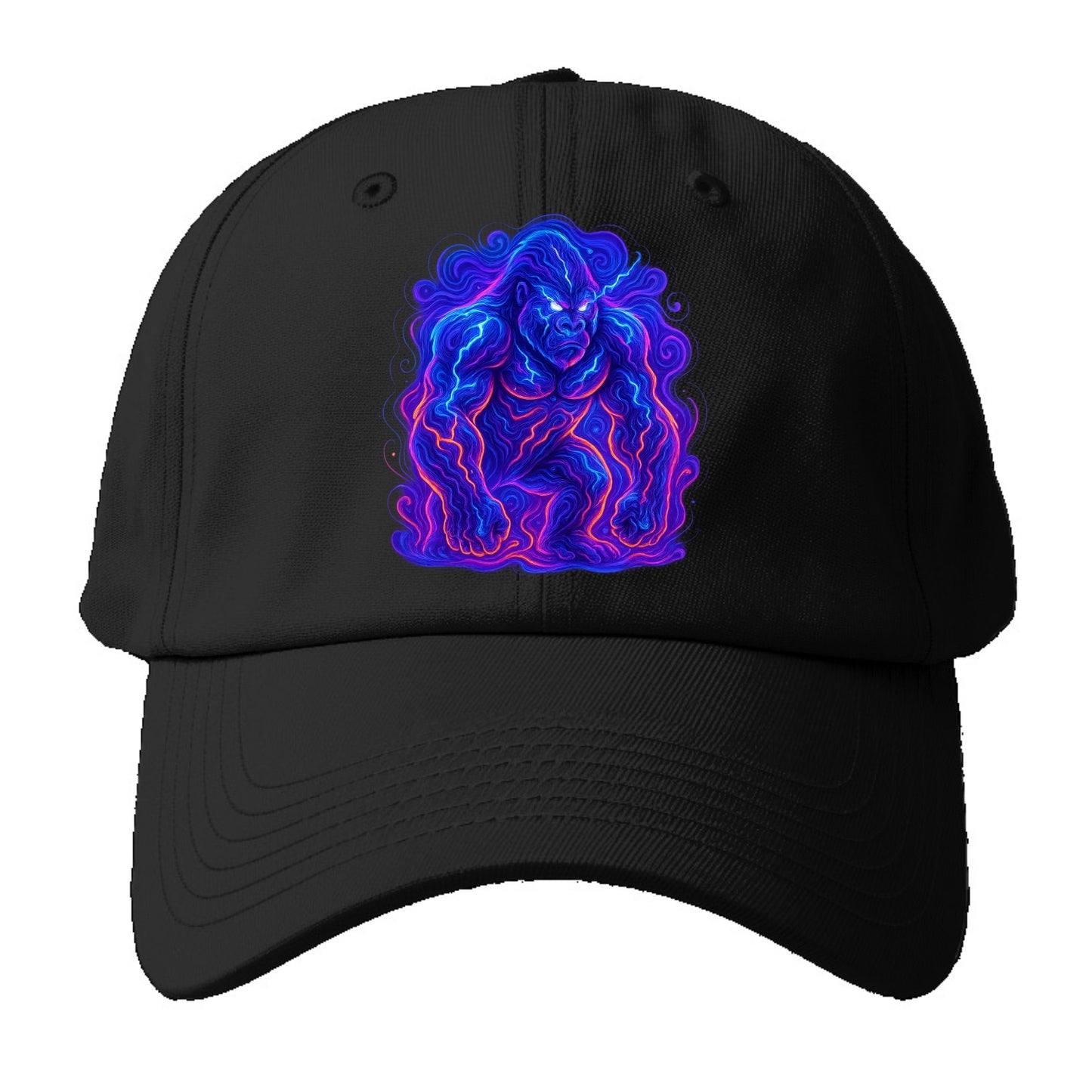 Mighty gorilla with electricity flowing through defined muscles, lightning bolt - Baseball Cap - Black