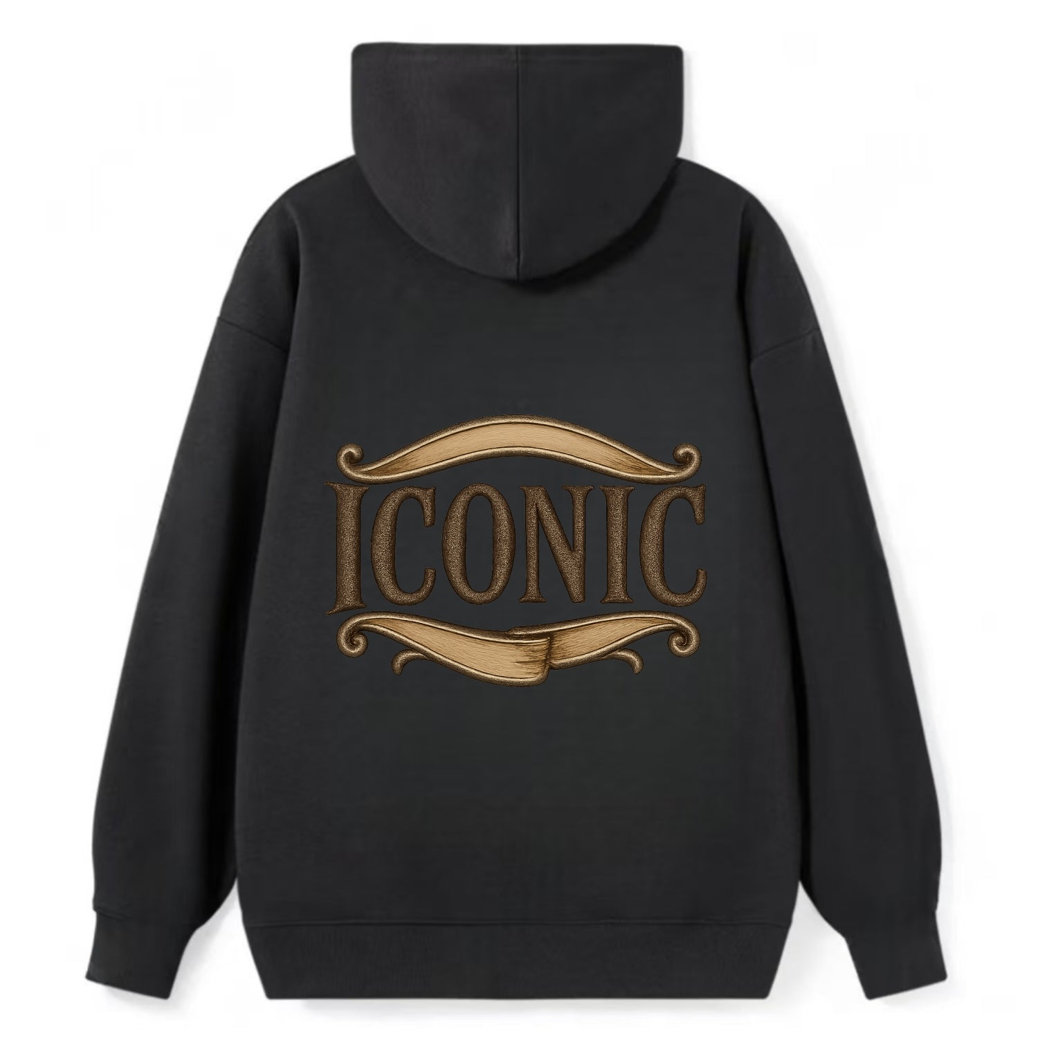 Bold typography design - "ICONIC" - instantly recognizable, trendsetter - Classic Pullover Hoodie - Black