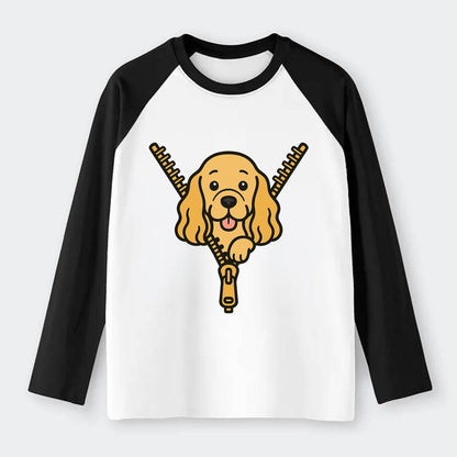 Cocker Spaniel - Raglan Long Sleeve T-Shirt - Black