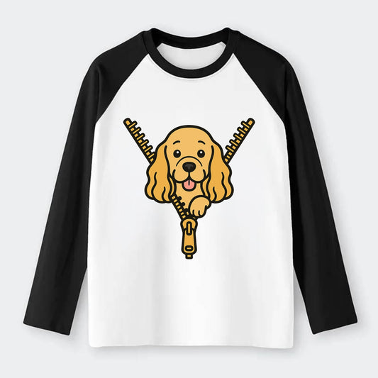 Cocker Spaniel - Raglan Long Sleeve T-Shirt - Black