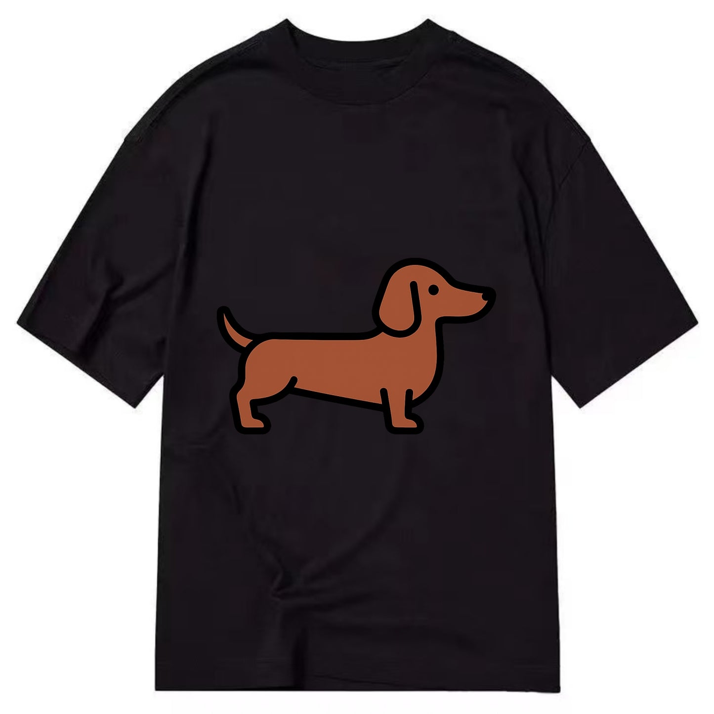 Dachshund - Red/brown smooth flat side profile - Classic T-shirt - Black