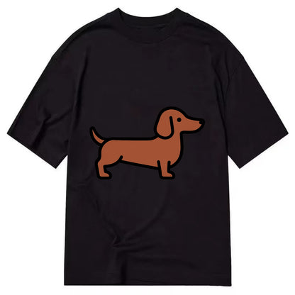 Dachshund - Red/brown smooth flat side profile - Classic T-shirt - Black