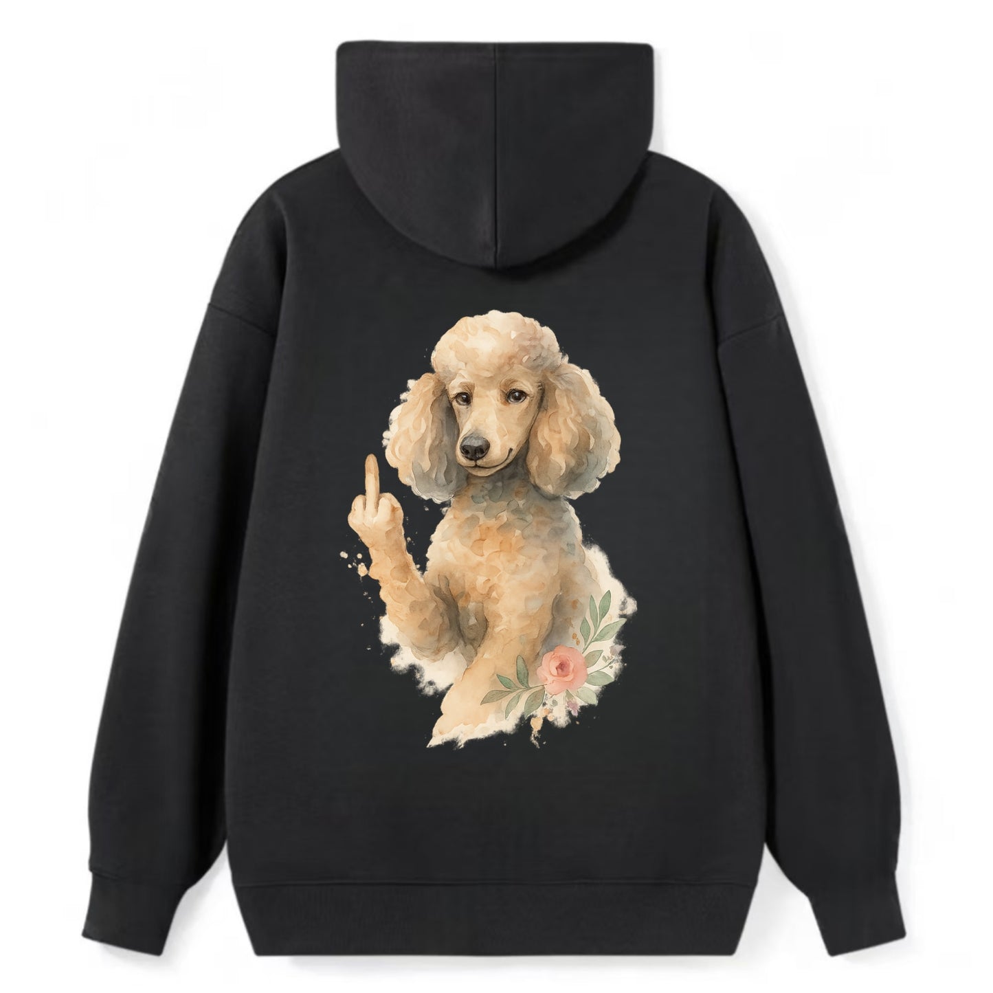 Standard Poodle with curly styled coat, intelligent face, fancy paw - Classic Pullover Hoodie - Black