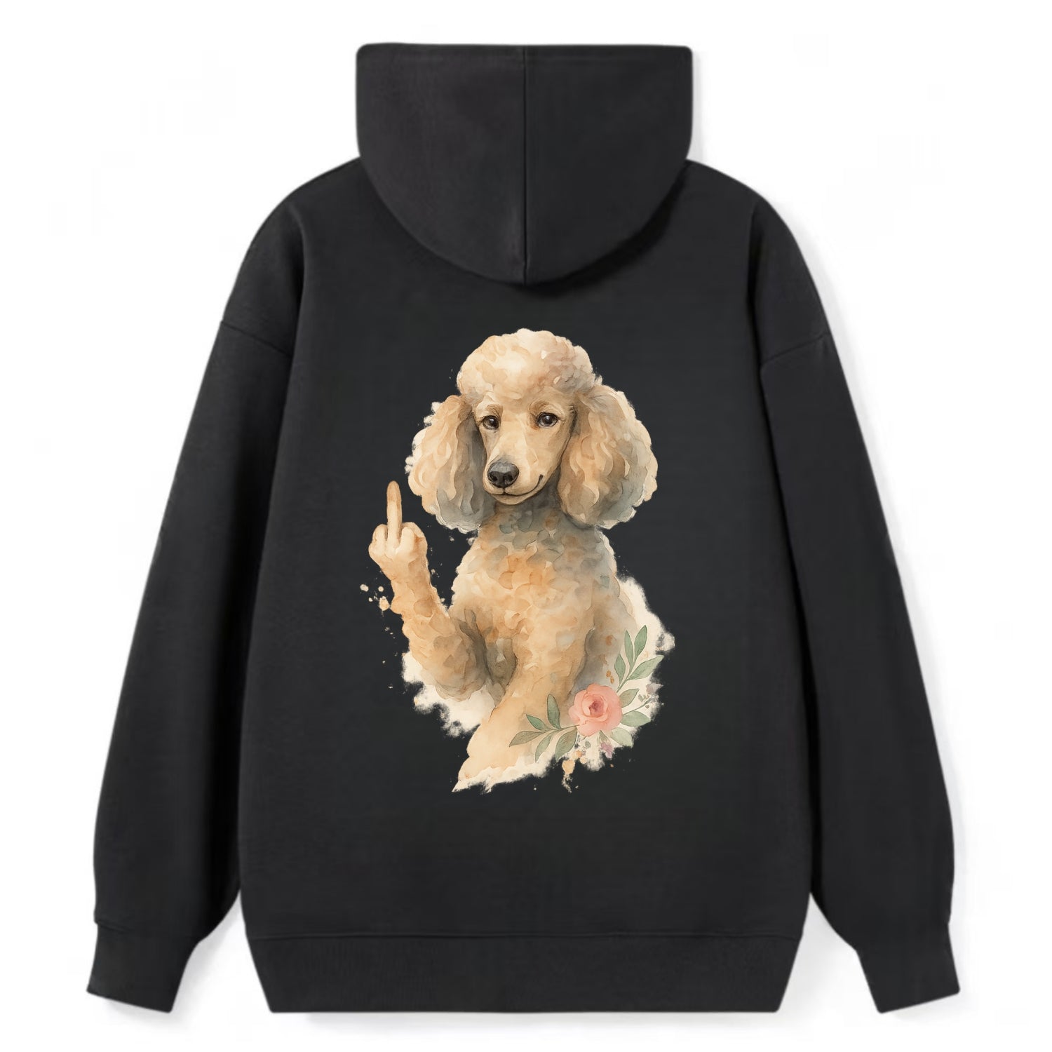 Standard Poodle with curly styled coat, intelligent face, fancy paw - Classic Pullover Hoodie - Black