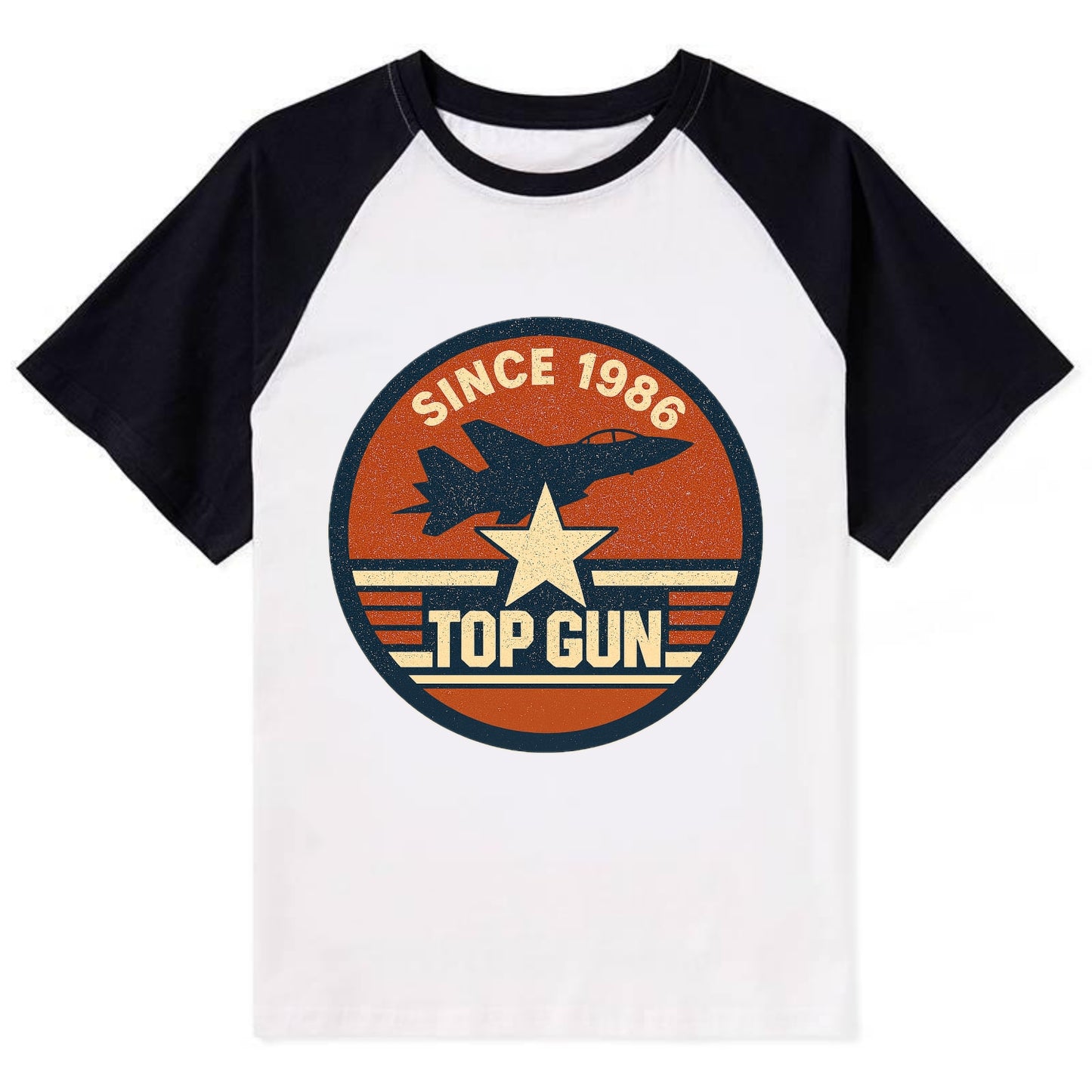 Top Gun Since 1986 - Contrast Raglan T-shirt - Black