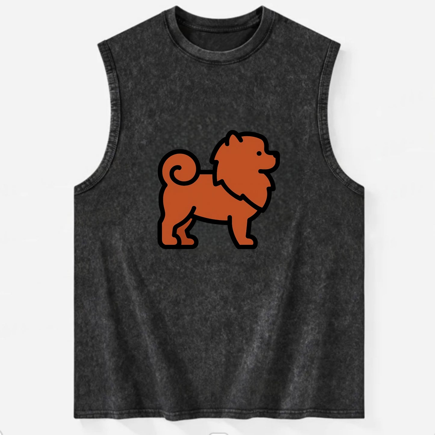 Chow Chow - Red fluffy flat side profile - Vintage Washed Tank - Black