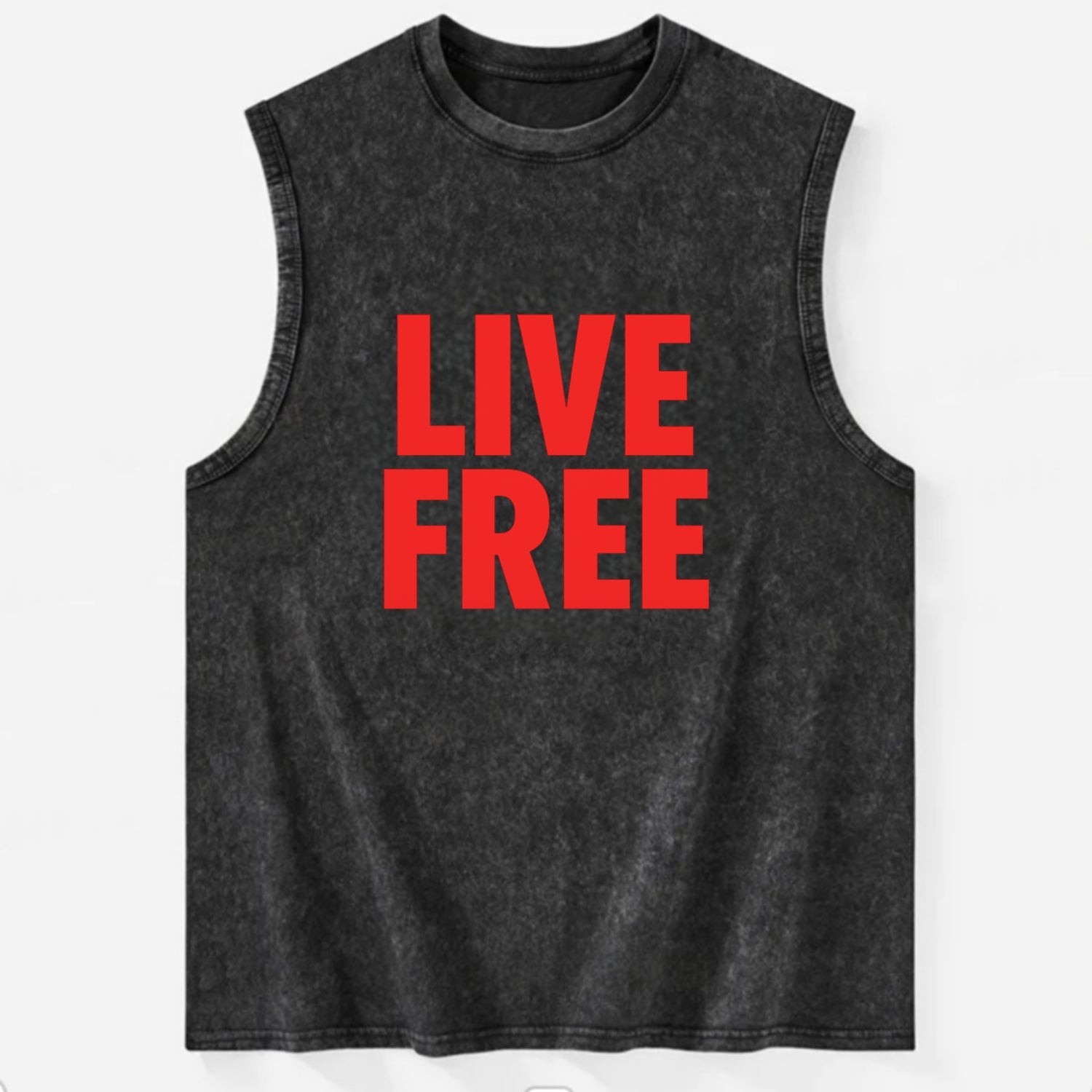 Bold typography design - "LIVE FREE" - unrestricted living - Vintage Washed Tank - Black