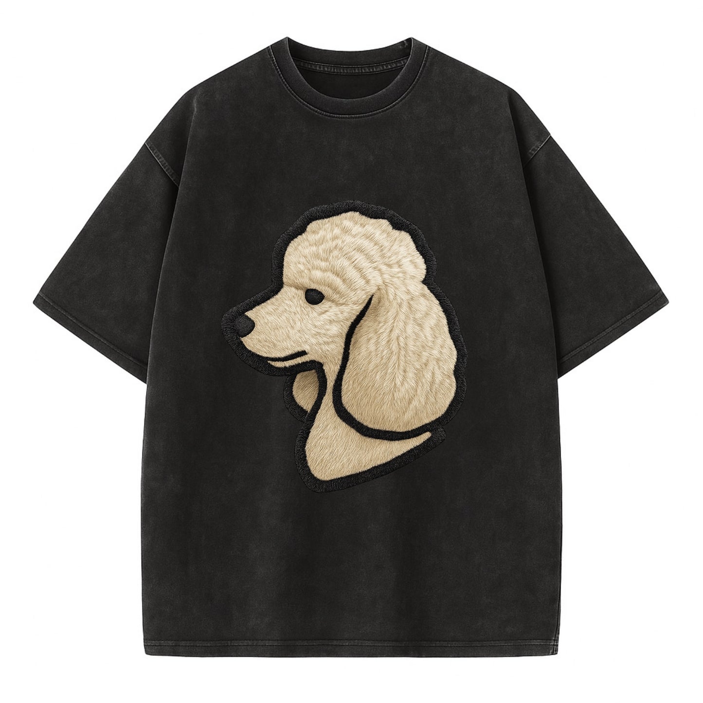 Poodle - Contemporary clean style with s - Vintage T-shirt - Black