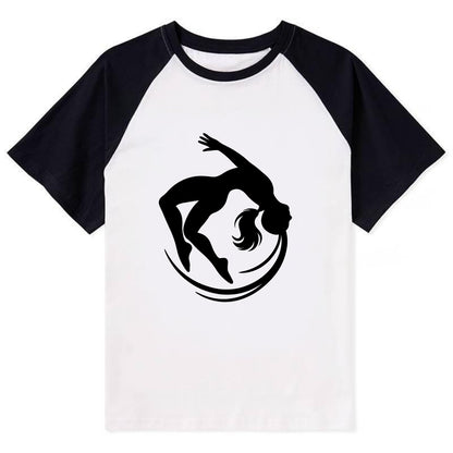 Gymnast mid-backflip rotation - Contrast Raglan T-shirt - Black
