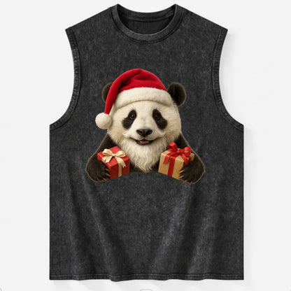 Santa Panda  - Vintage Washed Tank - Black