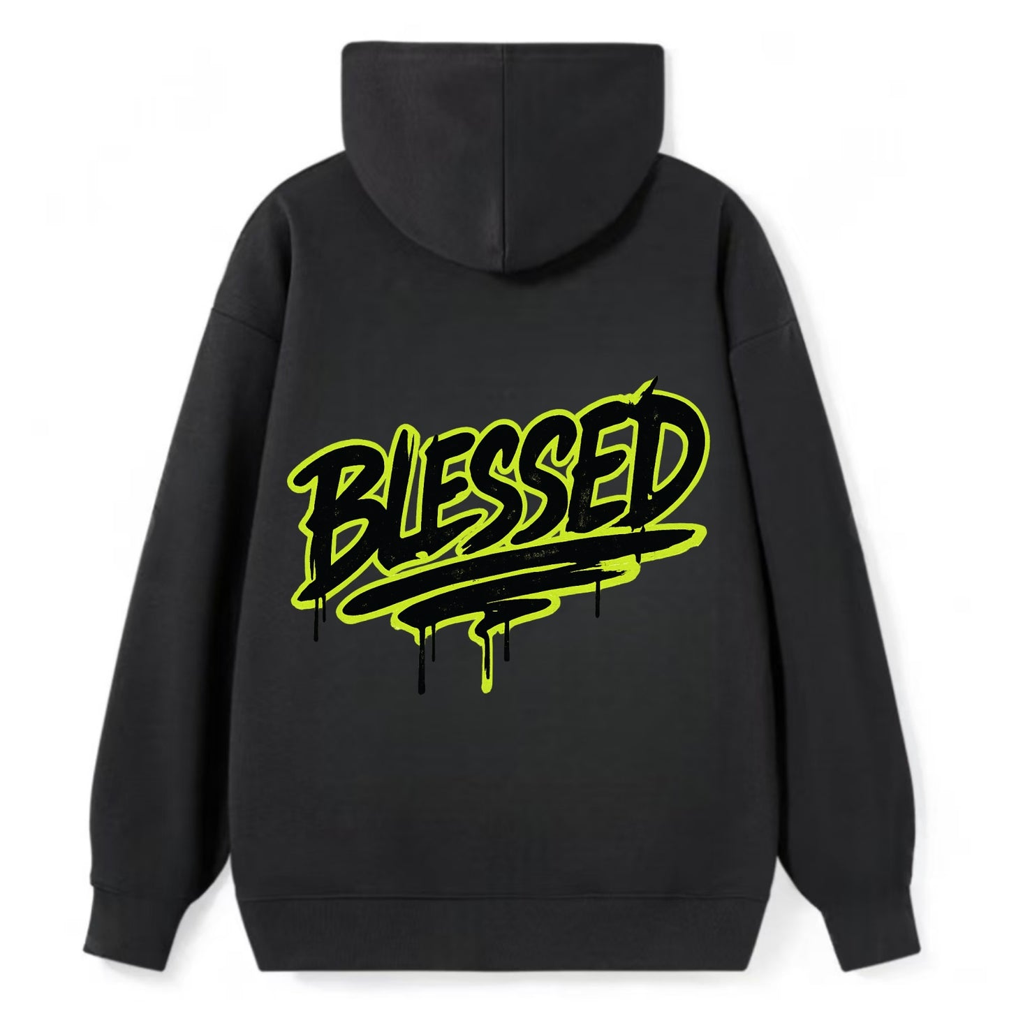 Bold typography design - "BLESSED" - recognizing good fortune, abundance - Classic Pullover Hoodie - Black