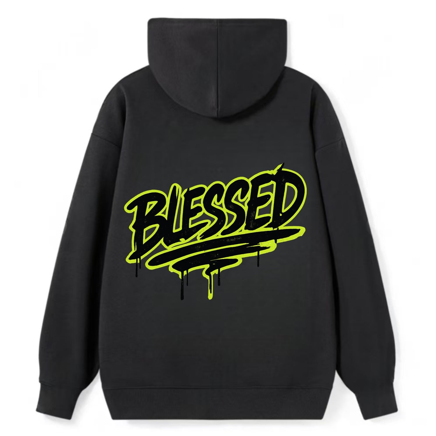 Bold typography design - "BLESSED" - recognizing good fortune, abundance - Classic Pullover Hoodie - Black