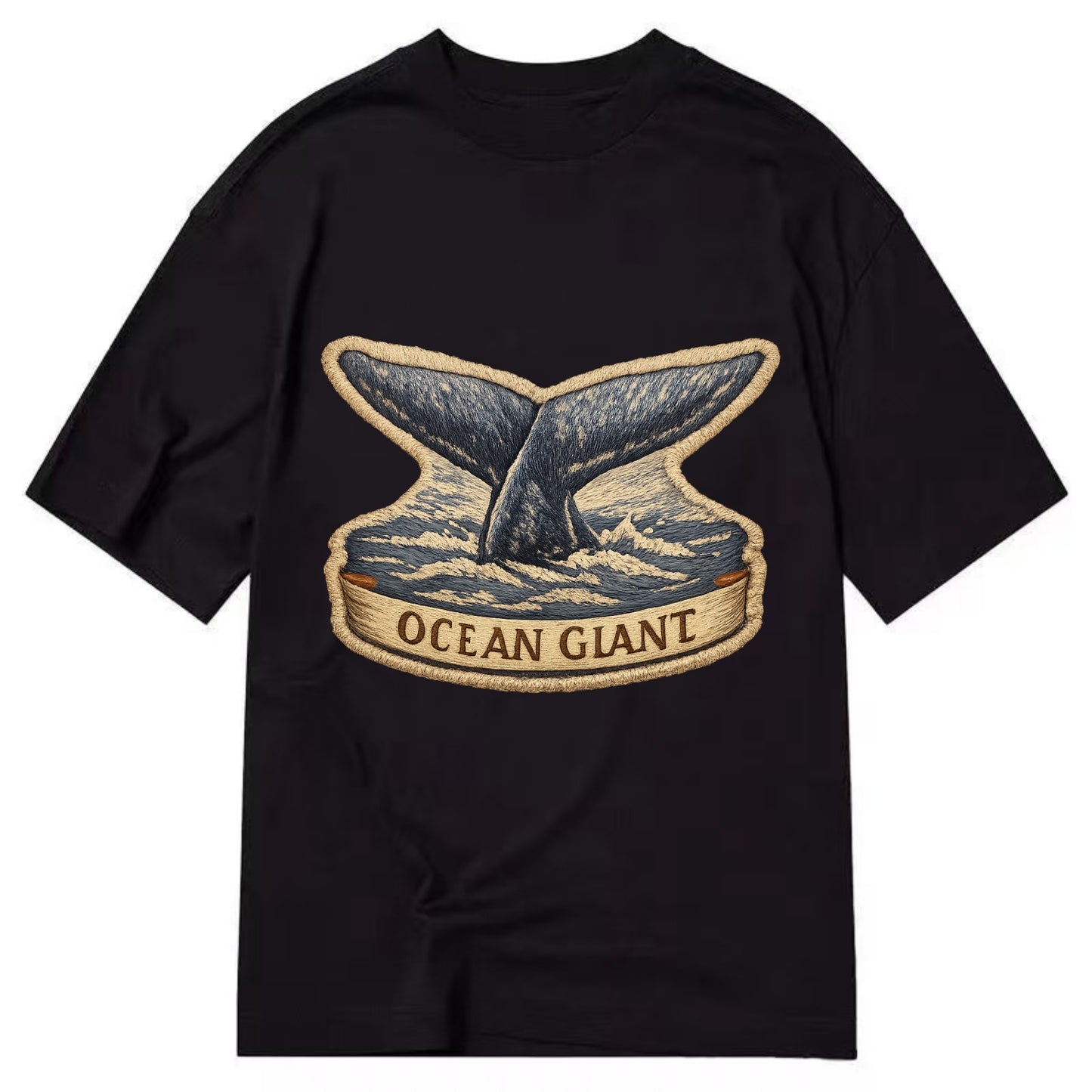 WHALE TAIL - diving whale in blue and gray , ocean giant - Classic T-shirt - Black