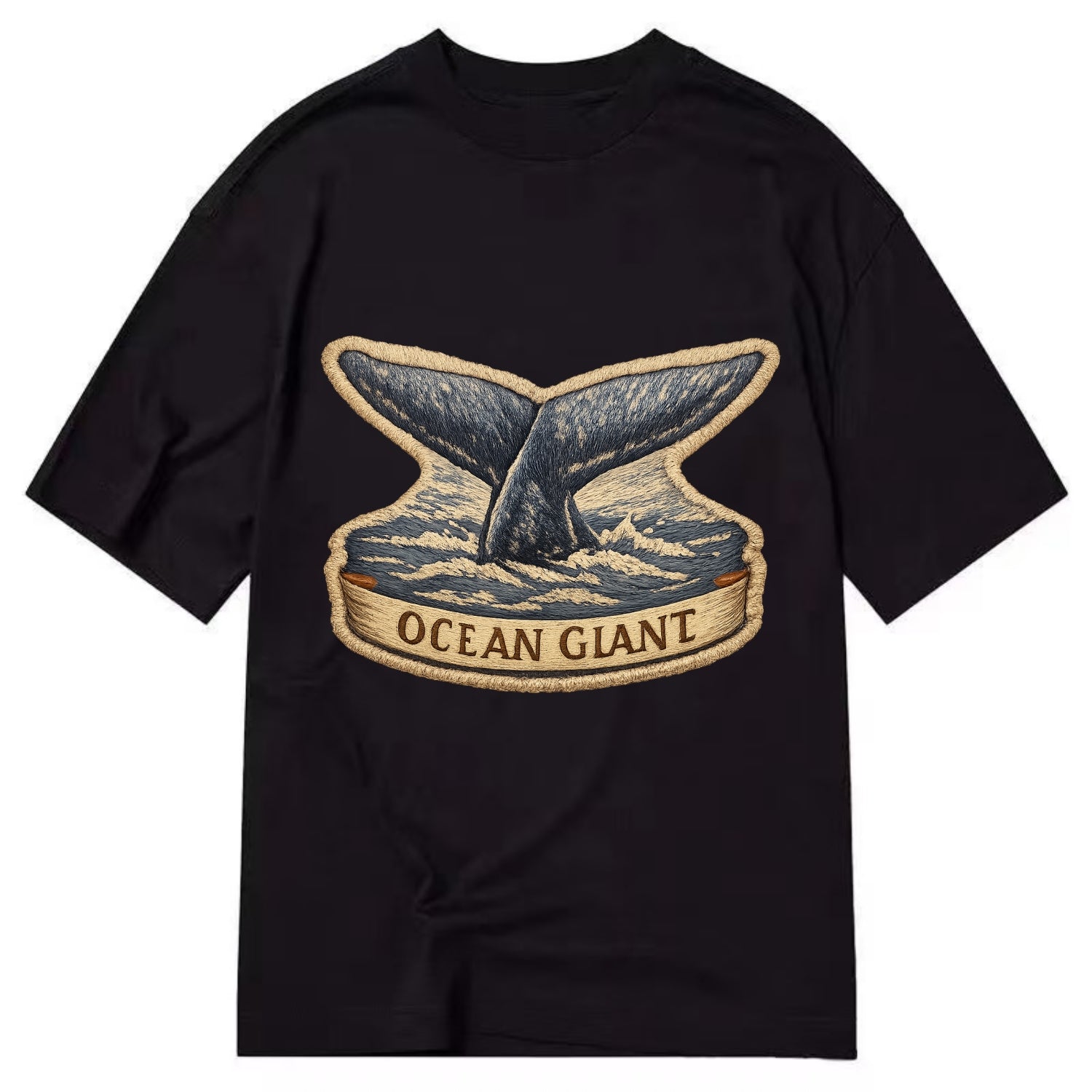 WHALE TAIL - diving whale in blue and gray , ocean giant - Classic T-shirt - Black