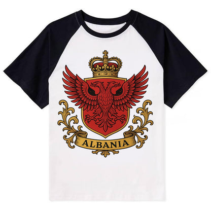 Albania Heritage Badge  - Contrast Raglan T-shirt - Black