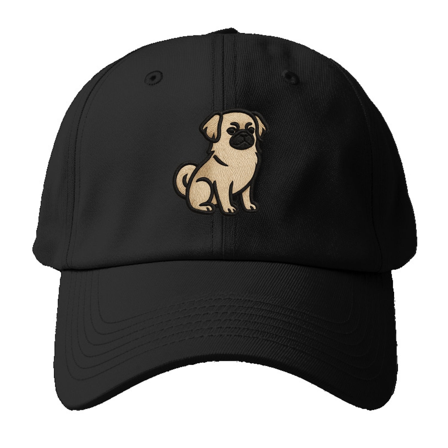 Tibetan Spaniel - Fawn small dog embroid - Baseball Cap - Black