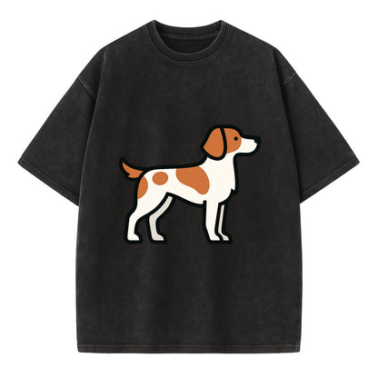 Brittany Spaniel - Orange and white flat side profile - Vintage T-shirt - Black