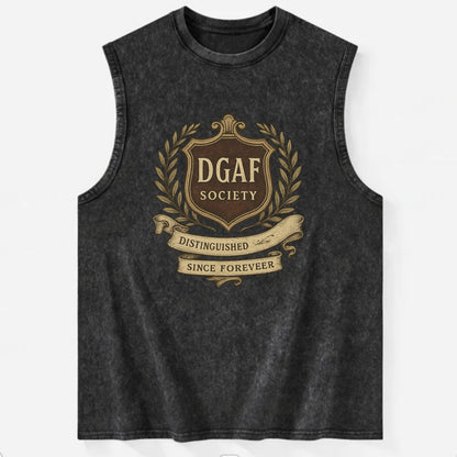 Official membership card design - "DGAF Society - Distinguished Members Since - Vintage Washed Tank - Black