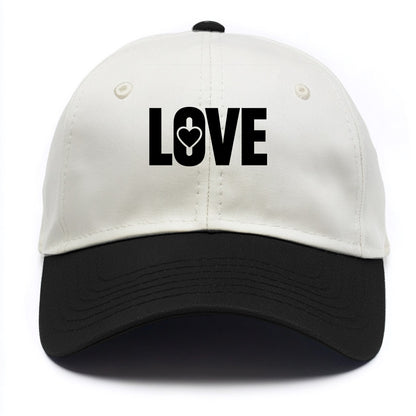 Bold typography design - "LOVE" - universal connection, heart centered - Two Tone Cap - Black