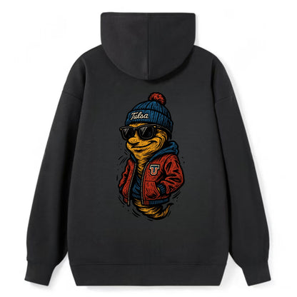 Tulsa Hurricane wearing Tulsa beanie with TU patch - Classic Pullover Hoodie - Black
