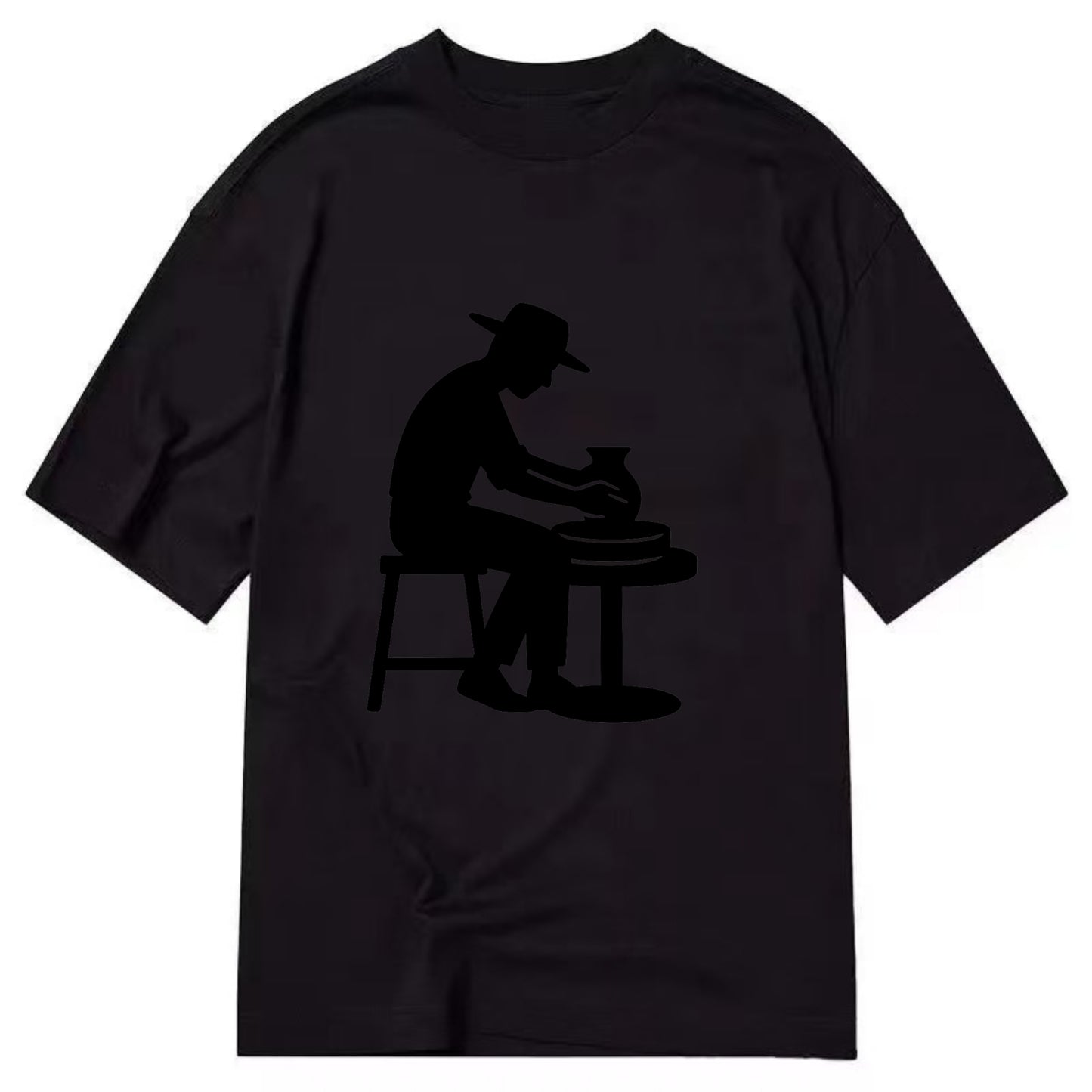 Potter shaping clay on wheel - Classic T-shirt - Black