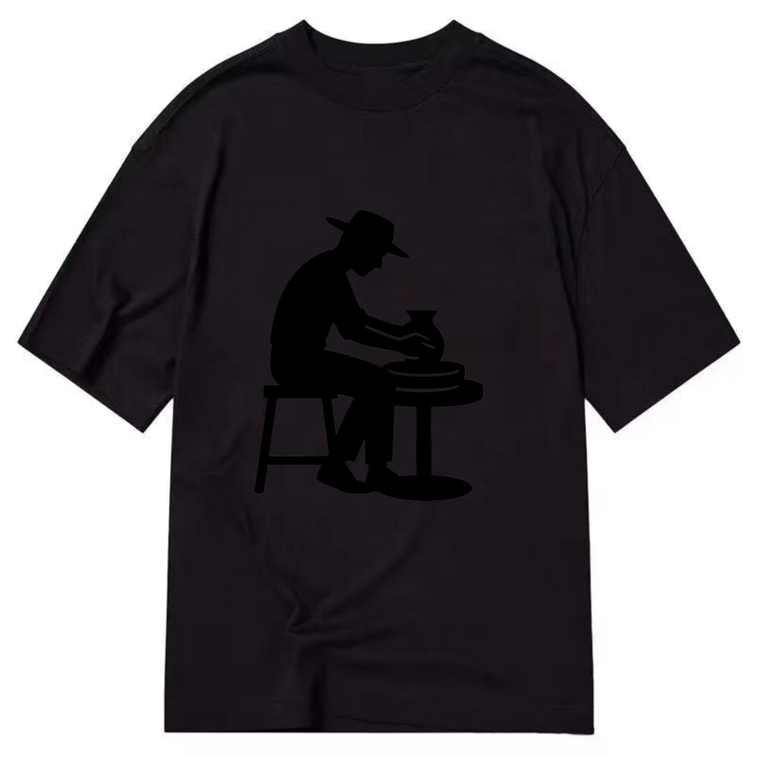 Potter shaping clay on wheel - Classic T-shirt - Black