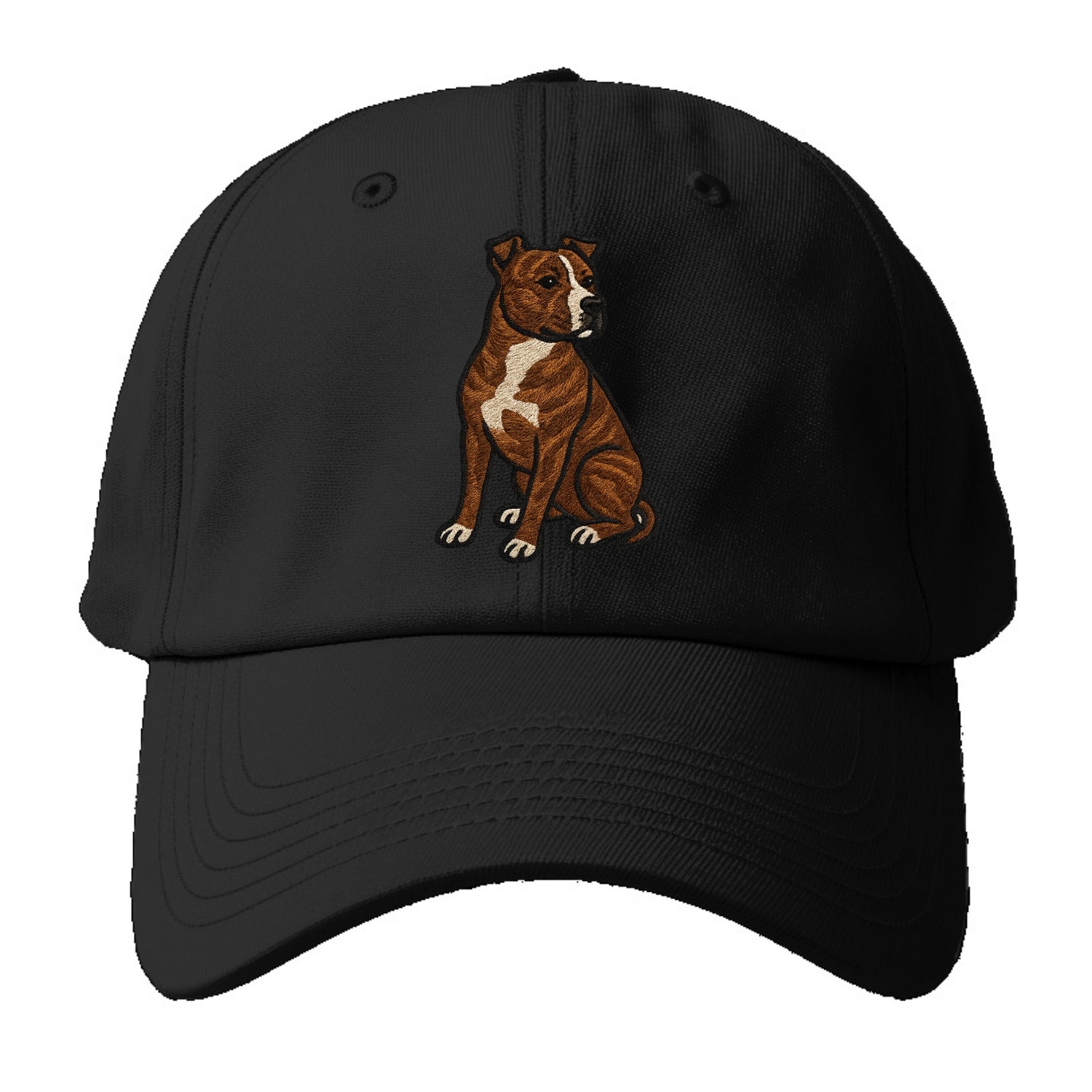 American Staffordshire Terrier - Brindle embroidered pose - Baseball Cap - Black