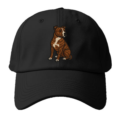 American Staffordshire Terrier - Brindle embroidered pose - Baseball Cap - Black