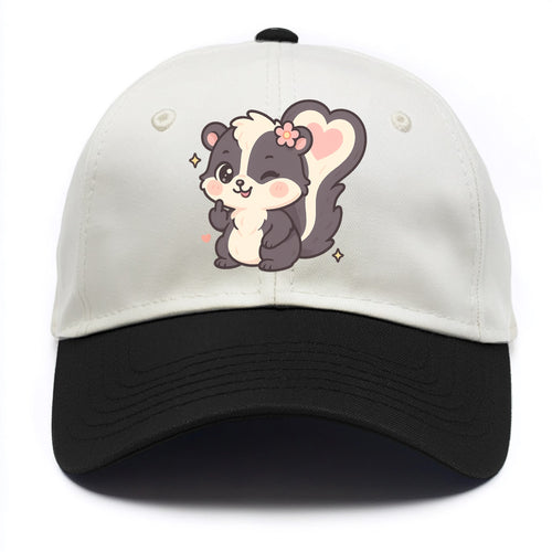 fluffy skunk with heart-shaped tail pattern, one paw up showing sass - Two Tone Cap