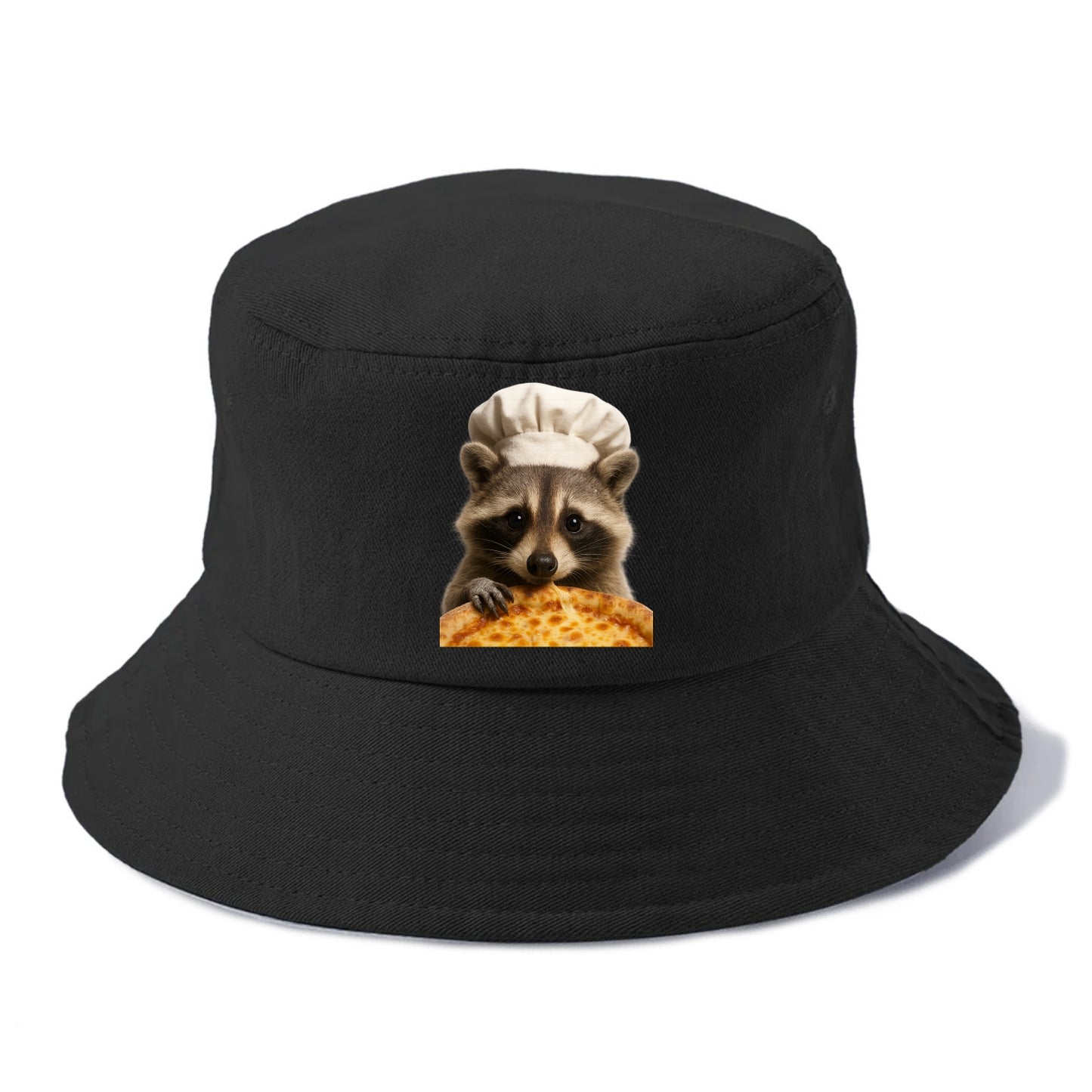 Pizza Dad Raccoon  - Bucket Hat - Black