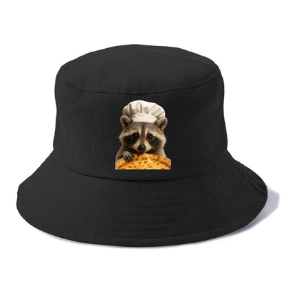 Pizza Dad Raccoon  - Bucket Hat - Black