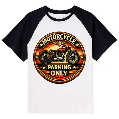 Motorcycle Parking Only - Contrast Raglan T-shirt - Black