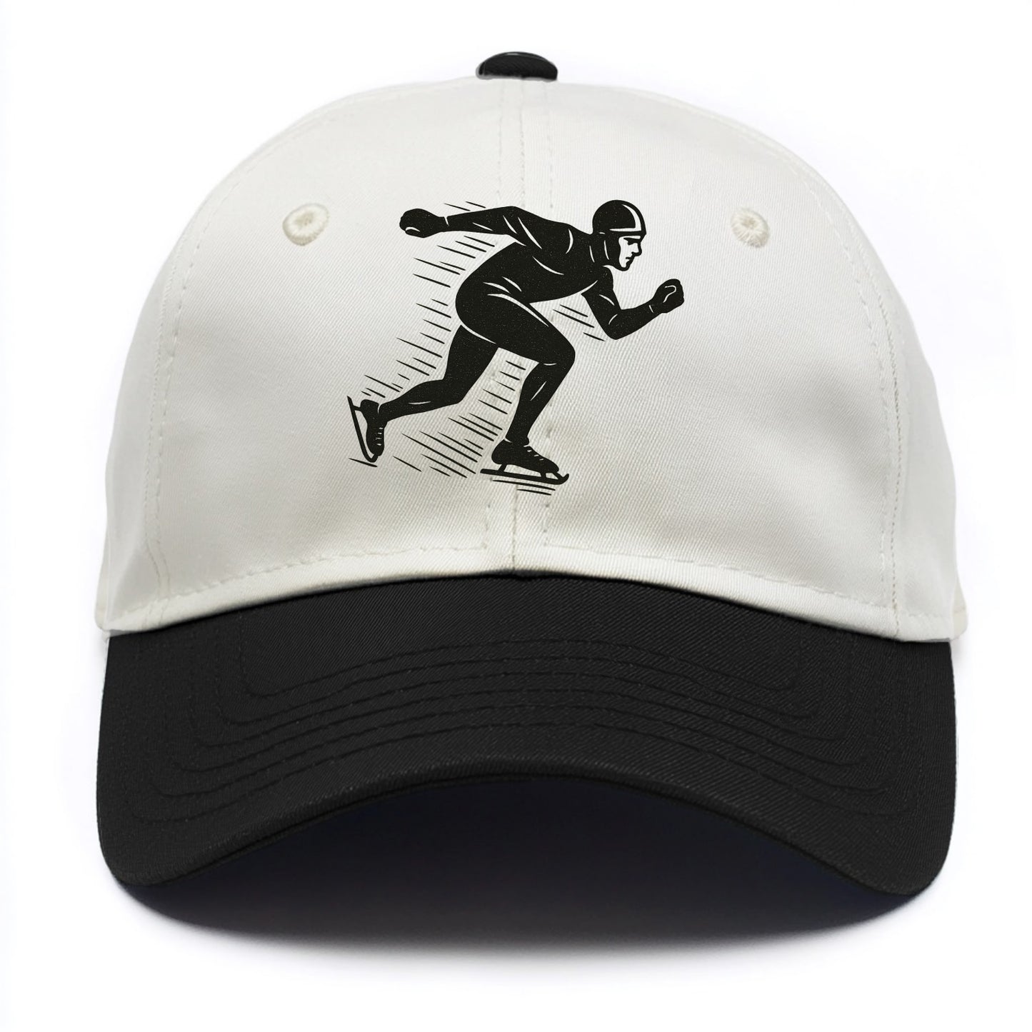Speed skater in racing crouch - Two Tone Cap - Black