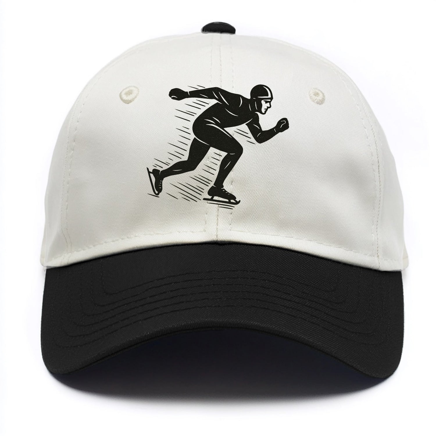 Speed skater in racing crouch - Two Tone Cap - Black