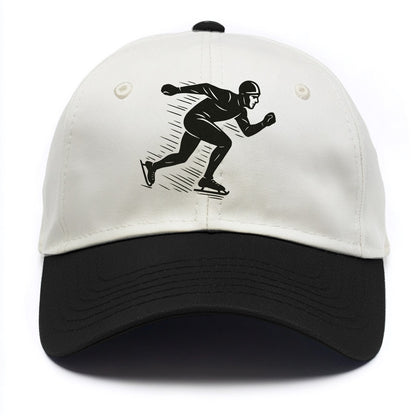 Speed skater in racing crouch - Two Tone Cap - Black