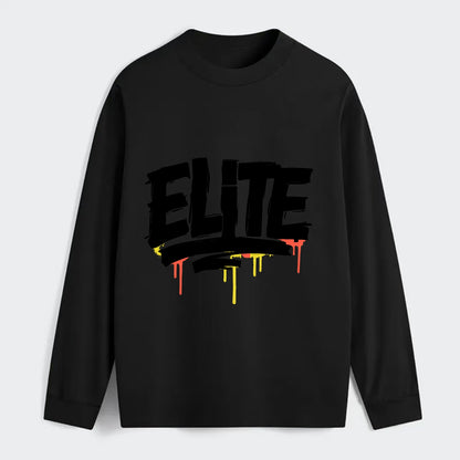 Bold typography design - "ELITE" - top tier, highest level - Classic Long Sleeve Shirt - Black