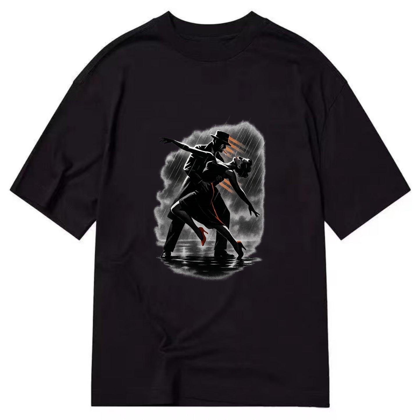 romantic dance pose with woman lifted in the air at lakeside - Classic T-shirt - Black
