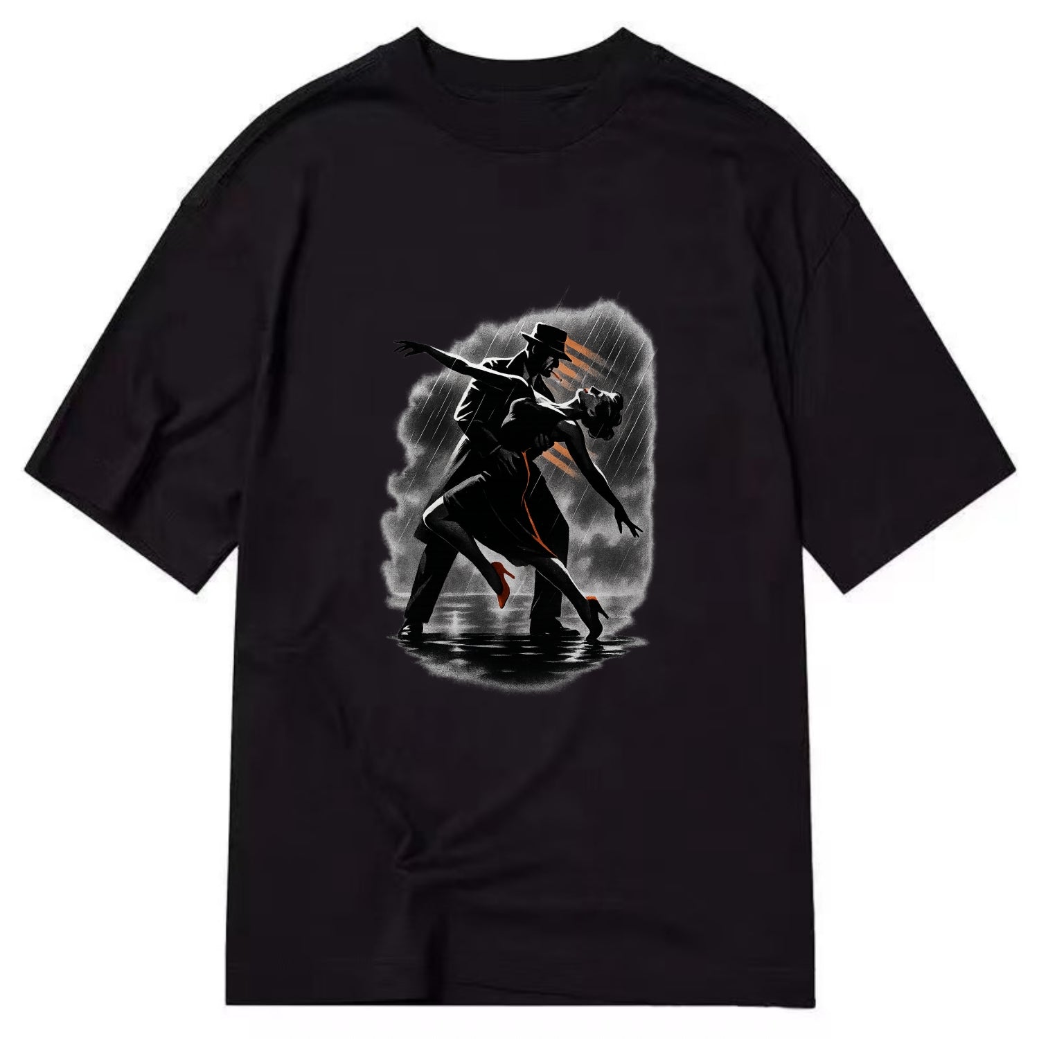 romantic dance pose with woman lifted in the air at lakeside - Classic T-shirt - Black