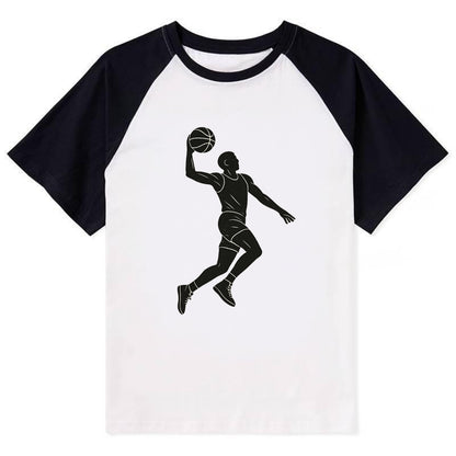 Basketball player dunking silhouette - Contrast Raglan T-shirt - Black