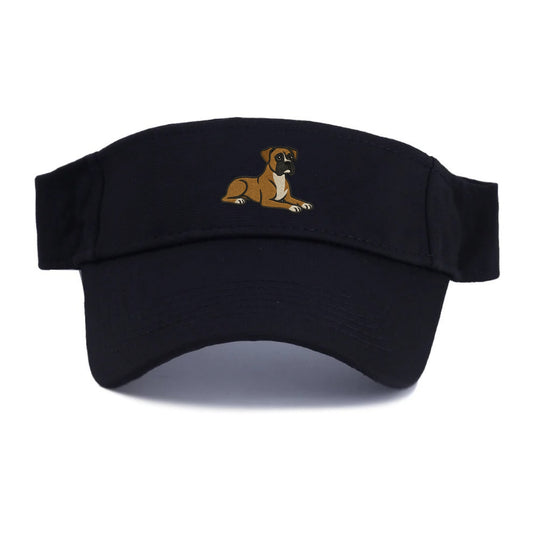 Boxer - Fawn colored relaxed lying down Visor - Black