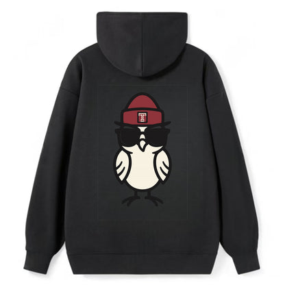 Philadelphia Owl wearing Temple beanie with T patch - Classic Pullover Hoodie - Black