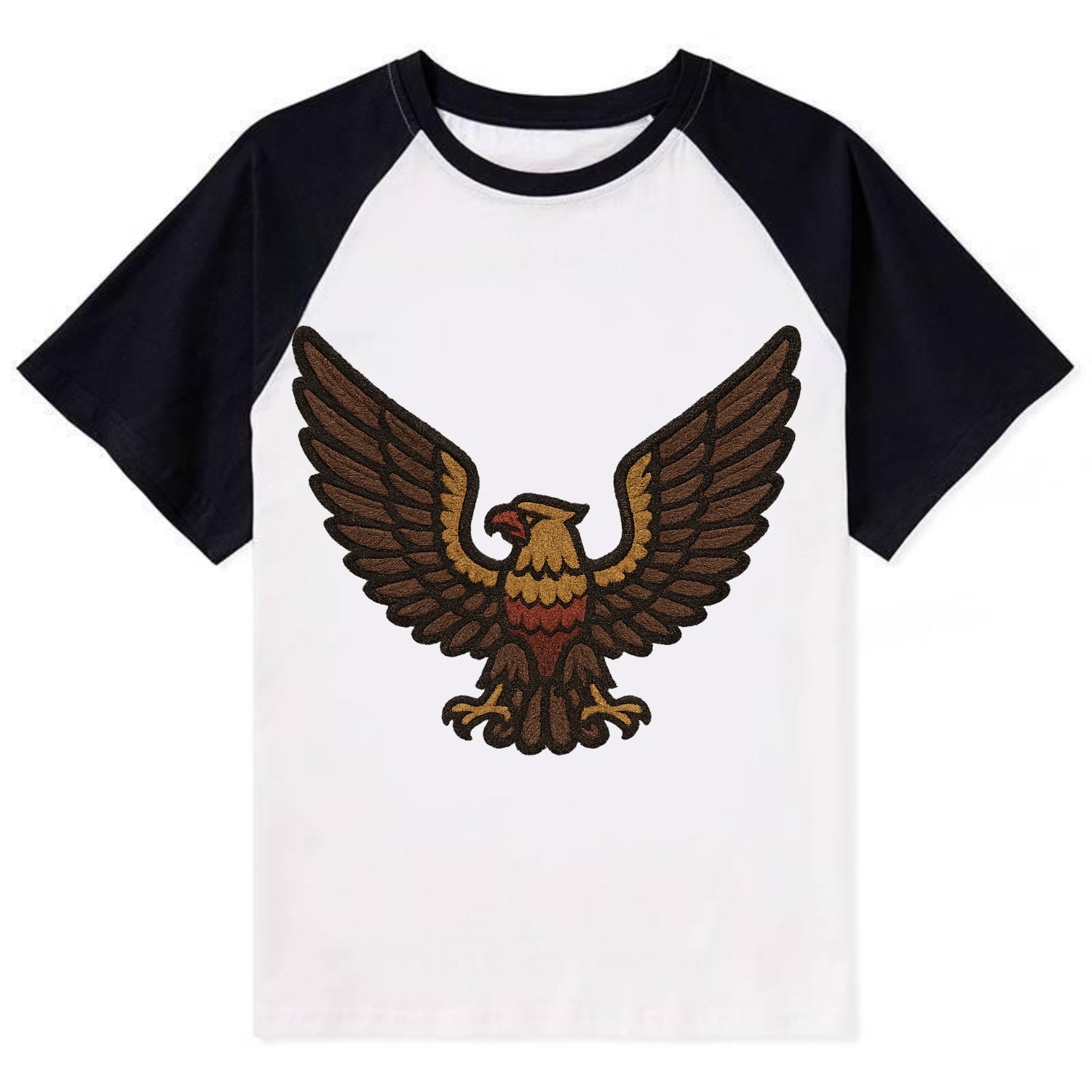 Eagle Wings  - Contrast Raglan T-shirt - Black